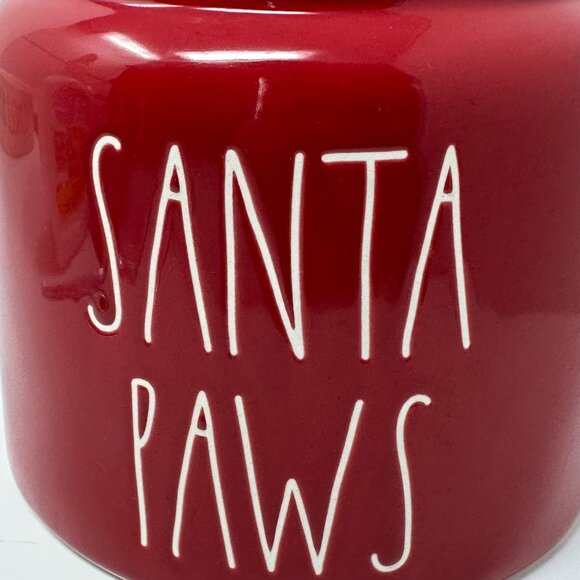 Rae Dunn Red Santa Paws Ceramic Treat Jar Canister Christmas Themed Pet Storage - Picture 2 of 15